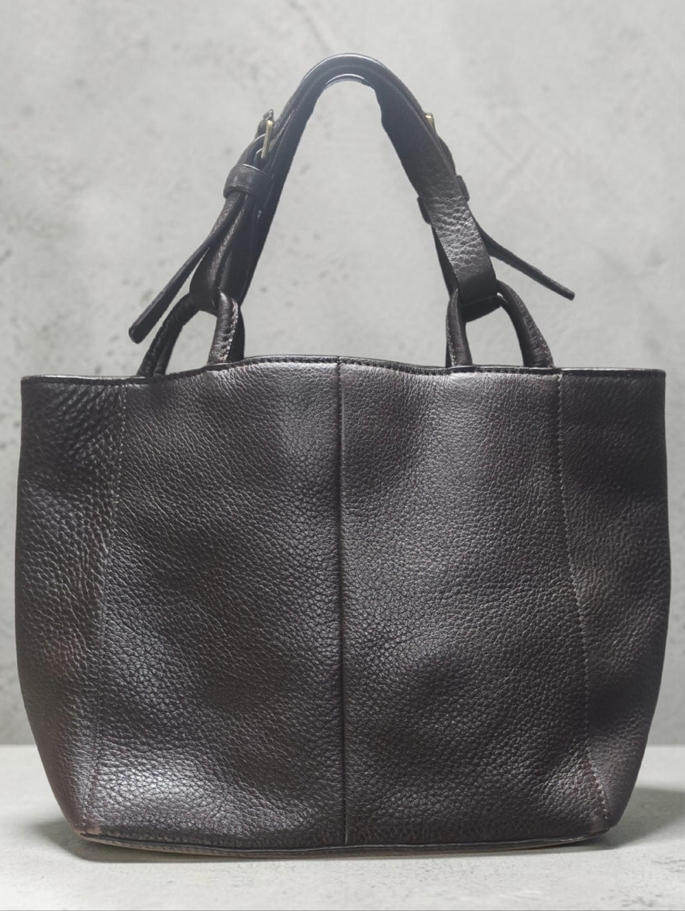 Via Spiga Leather Chocolste Brown Tote Shoulder Bag Purse